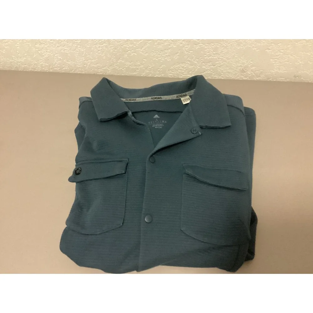 Adidas COLD.RDY Snap‎ Front Jacket Mens Large Teal Blue Ribbed HG3238